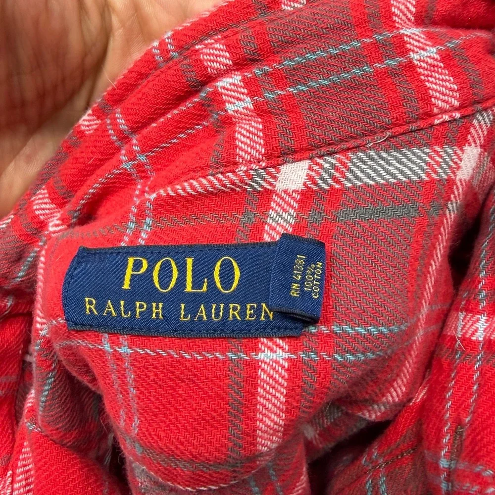 Polo Ralph‎ Lauren Flannel Workshirt Mens Large L Red Plaid Long Sleeve Shirt